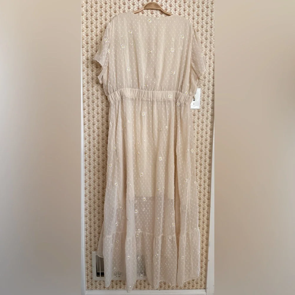 Love Olive Co Timeless Beauty Swiss Dot Floral Embroidered Maxi Dress | 3X - Picture 5 of 9